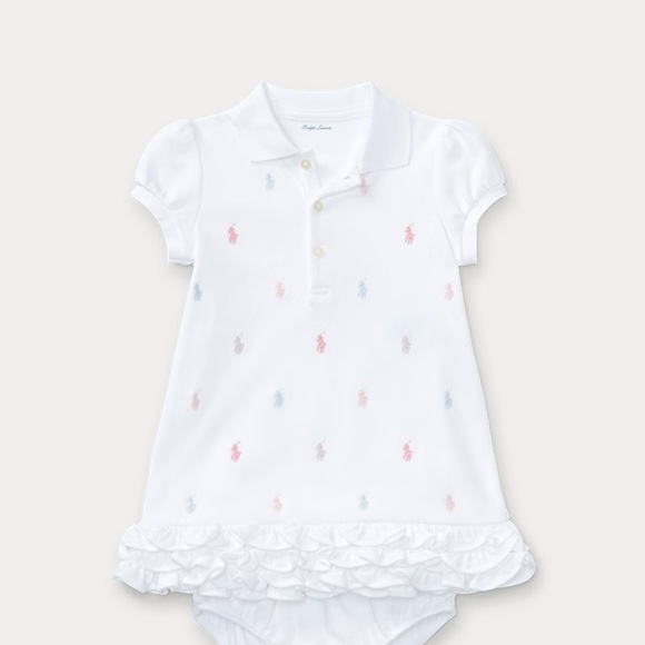 Baby Ralph Lauren White Polo with Pink & blue Accents - Picture 1 of 6